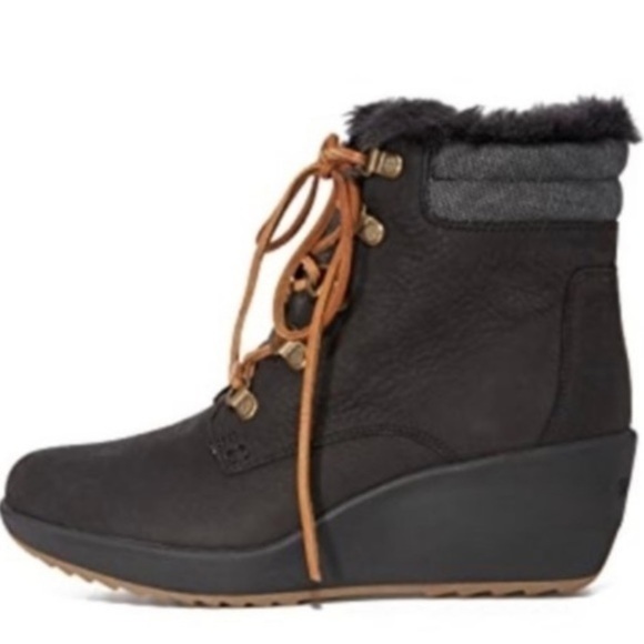 Sperry Luca Peak Waterproof Black Wedge Boots Size 9 - Picture 2 of 11